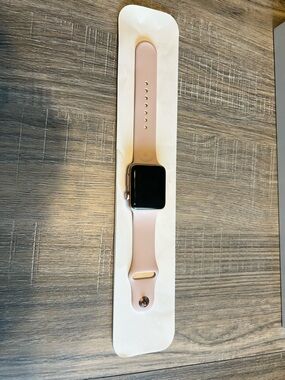 Pink Silicone Smartwatch Band with Silver Case iWatch 3 Series